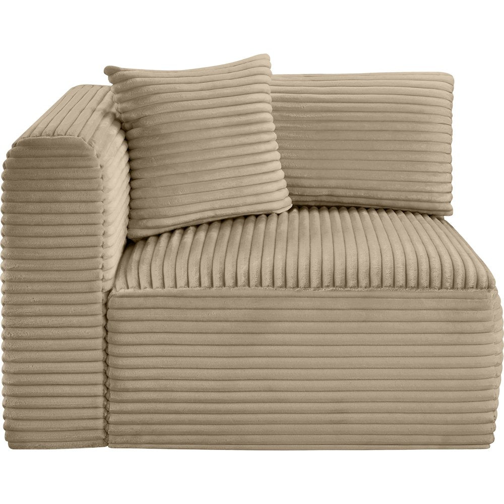 Shaggy Taupe Corduroy Performance Fabric Corner Chair