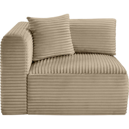 Shaggy Taupe Corduroy Performance Fabric Corner Chair