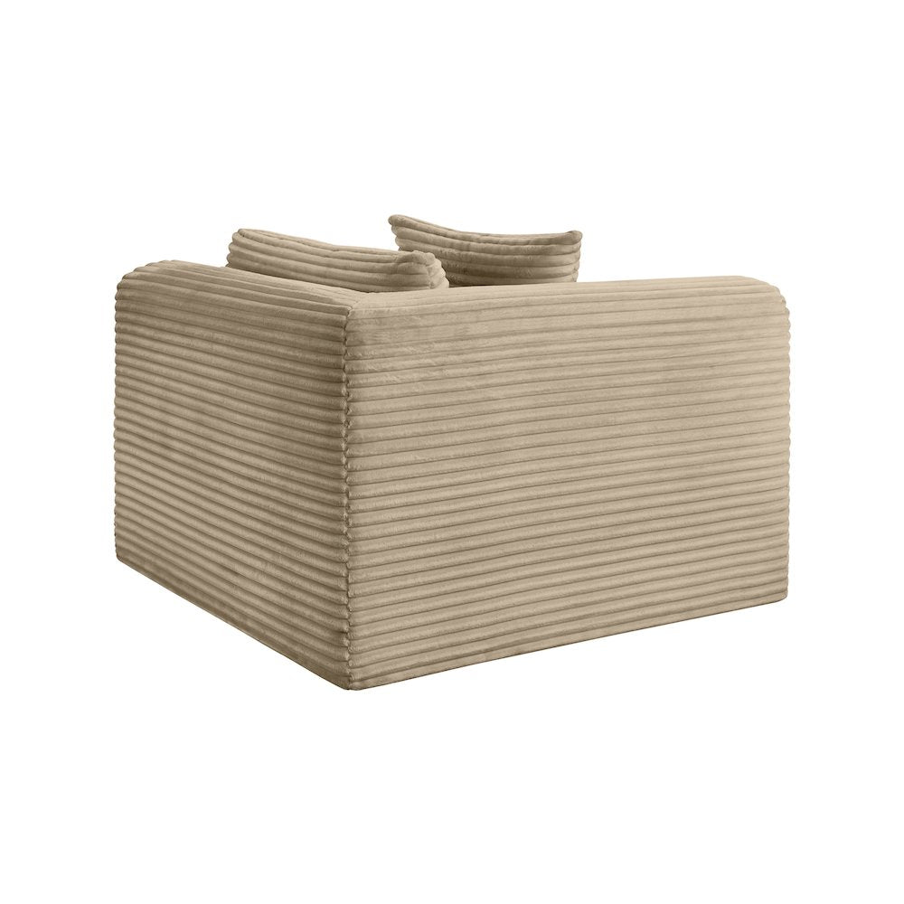 Shaggy Taupe Corduroy Performance Fabric Corner Chair