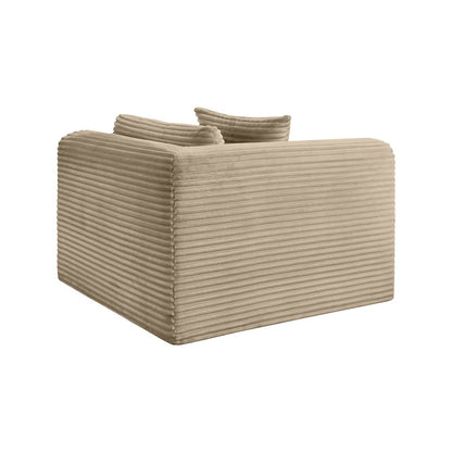 Shaggy Taupe Corduroy Performance Fabric Corner Chair