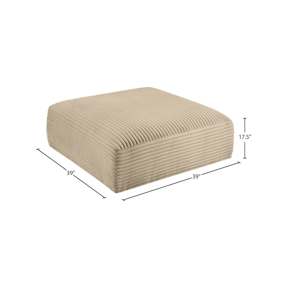Shaggy Taupe Corduroy Performance Fabric Ottoman
