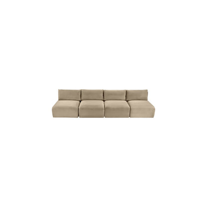 Shaggy Taupe Corduroy Performance Fabric Modular Sofa