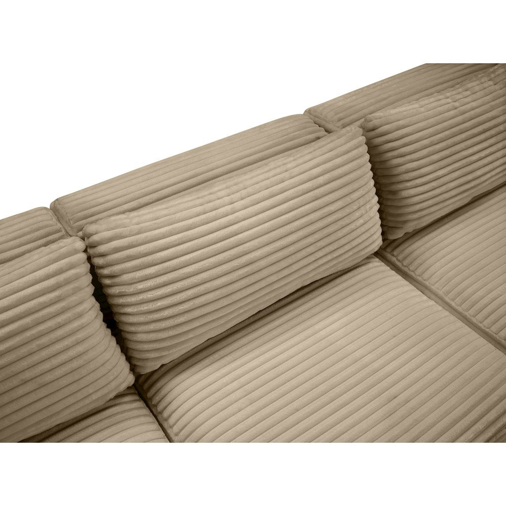 Shaggy Taupe Corduroy Performance Fabric Modular Sofa