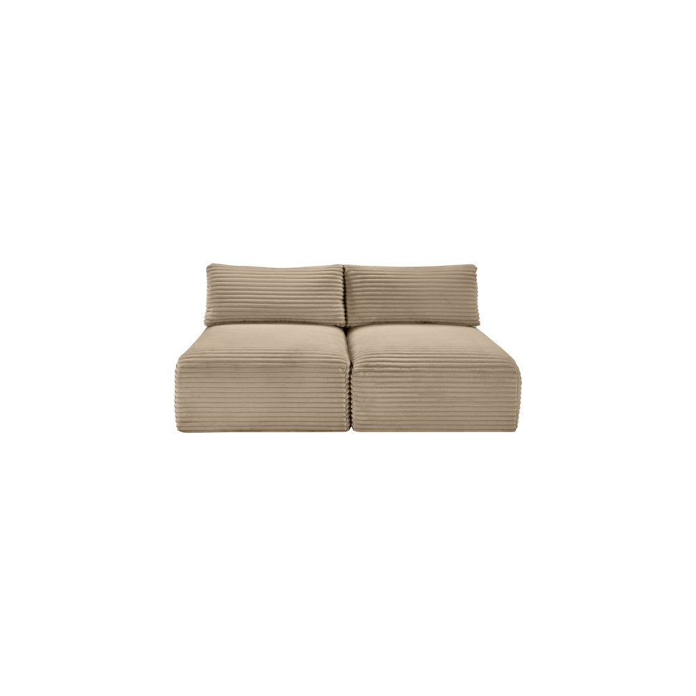 Shaggy Taupe Corduroy Performance Fabric Modular Sofa