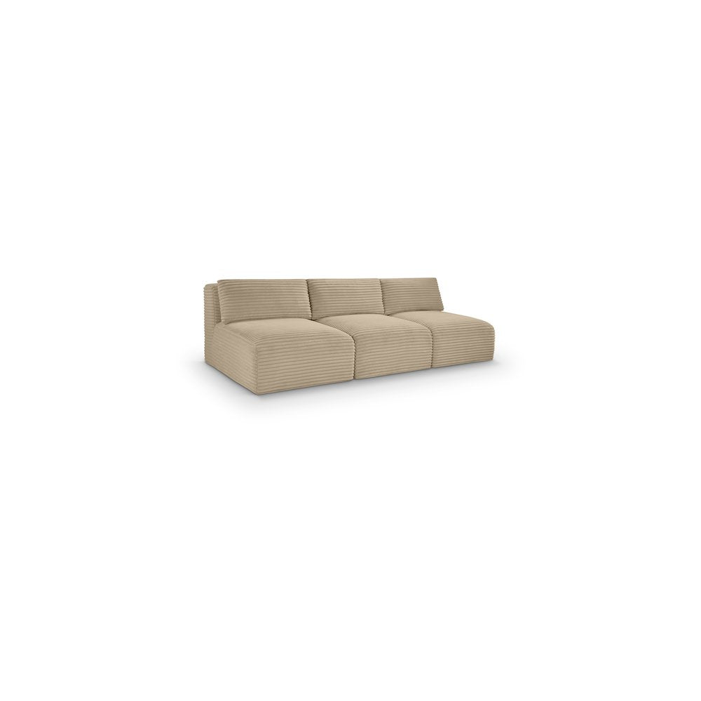 Shaggy Taupe Corduroy Performance Fabric Modular Sofa