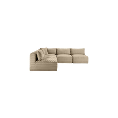 Shaggy Taupe Corduroy Performance Fabric Modular Sectional