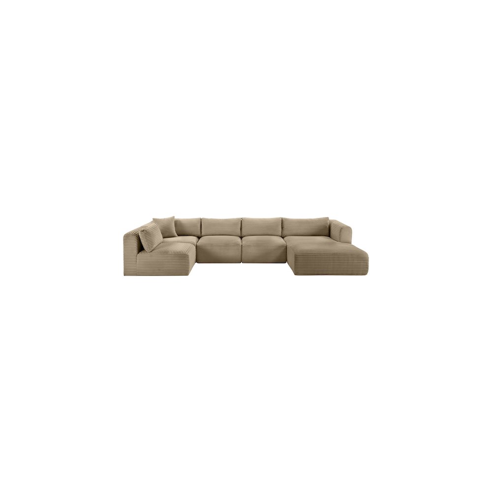 Shaggy Taupe Corduroy Performance Fabric Modular Sectional