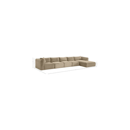Shaggy Taupe Corduroy Performance Fabric Modular Sectional