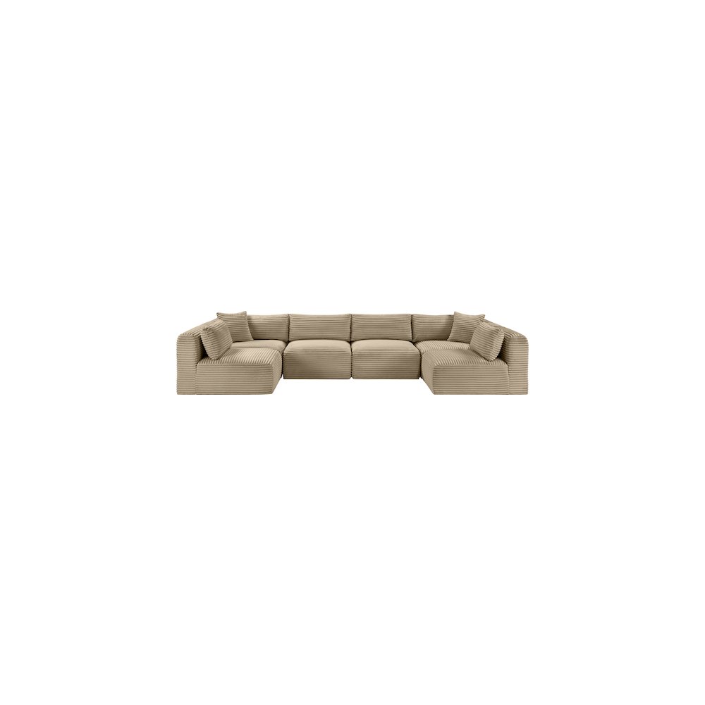 Shaggy Taupe Corduroy Performance Fabric Modular Sectional