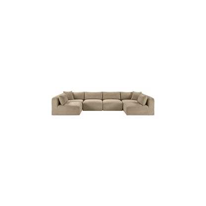 Shaggy Taupe Corduroy Performance Fabric Modular Sectional