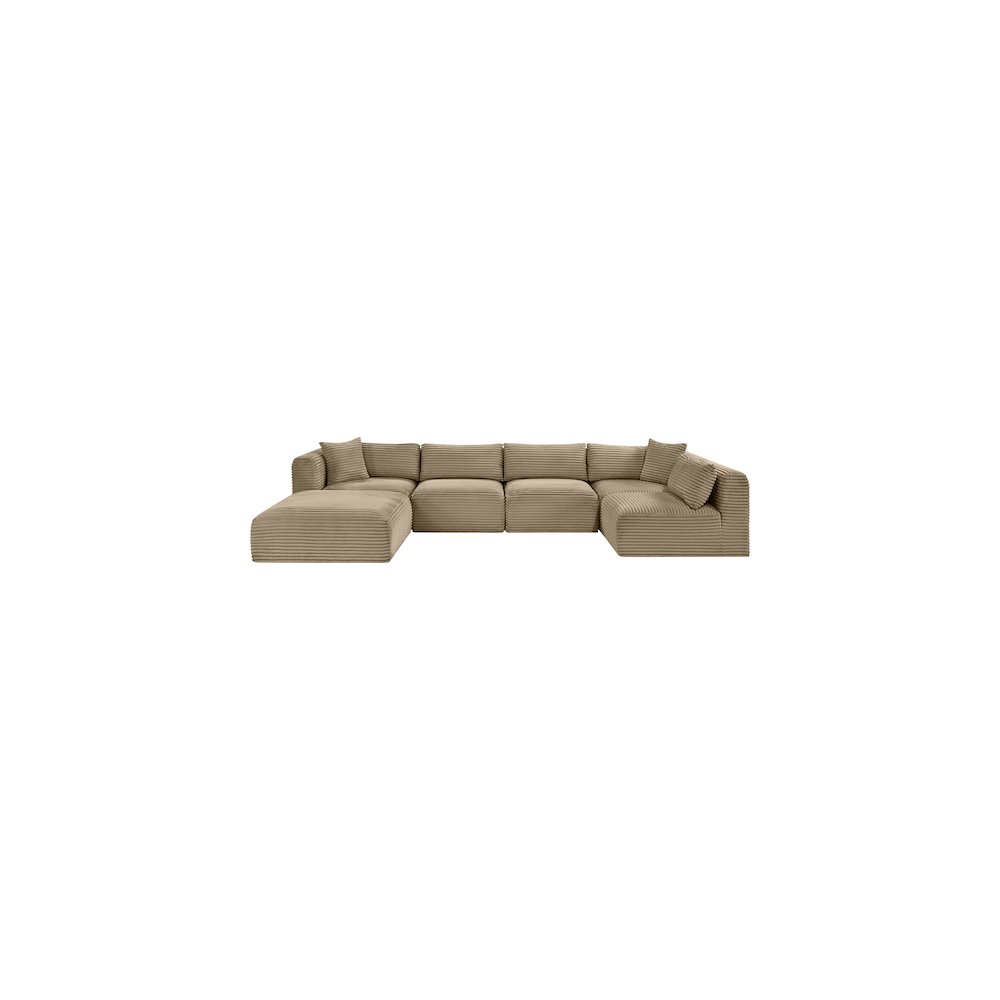 Shaggy Taupe Corduroy Performance Fabric Modular Sectional
