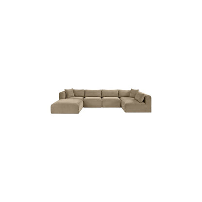 Shaggy Taupe Corduroy Performance Fabric Modular Sectional