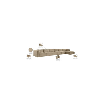 Shaggy Taupe Corduroy Performance Fabric Modular Sectional