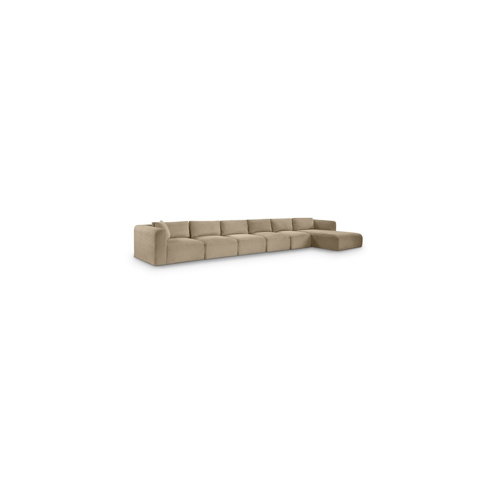 Shaggy Taupe Corduroy Performance Fabric Modular Sectional