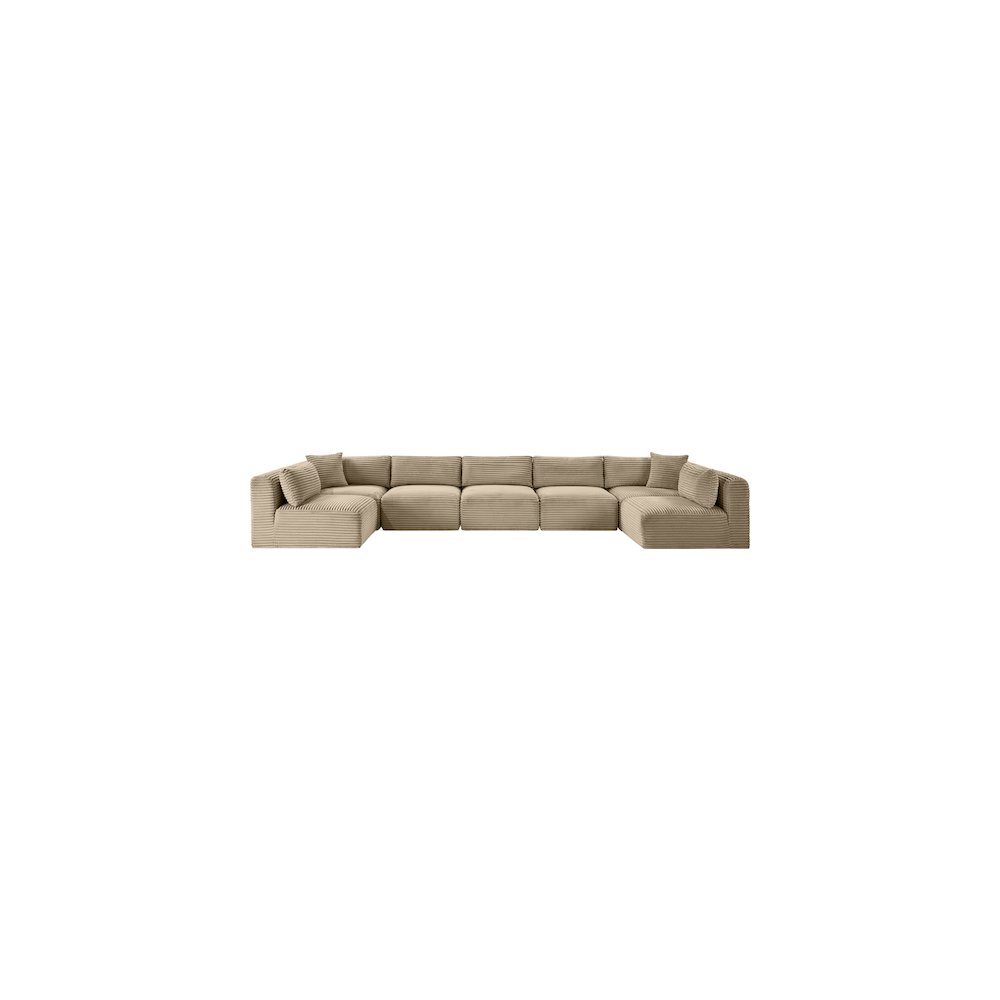 Shaggy Taupe Corduroy Performance Fabric Modular Sectional