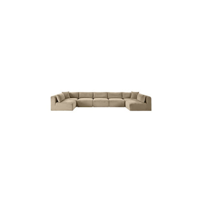 Shaggy Taupe Corduroy Performance Fabric Modular Sectional