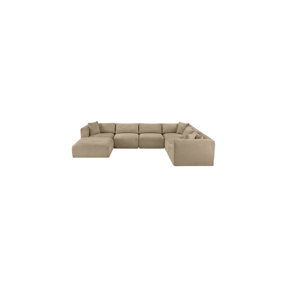 Shaggy Taupe Corduroy Performance Fabric Modular Sectional