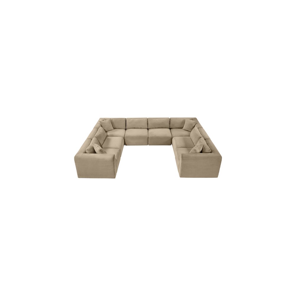 Shaggy Taupe Corduroy Performance Fabric Modular Sectional