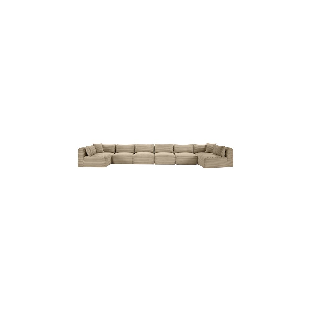 Shaggy Taupe Corduroy Performance Fabric Modular Sectional