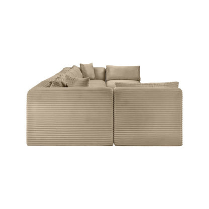 Shaggy Taupe Corduroy Performance Fabric Modular Sectional