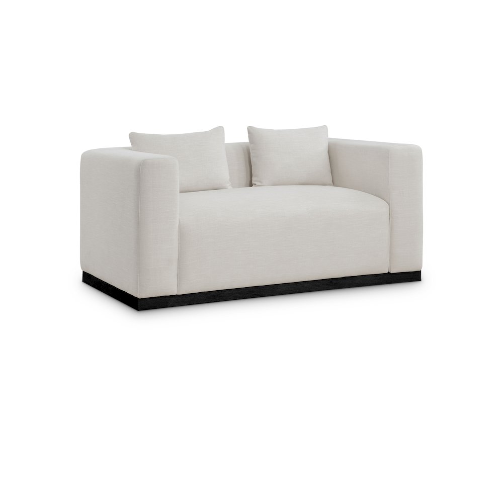 Alfie Beige Linen Textured Fabic Loveseat