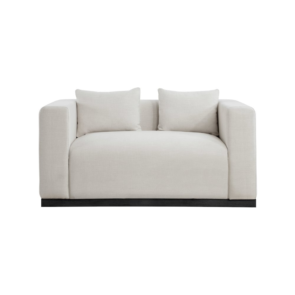 Alfie Beige Linen Textured Fabic Loveseat