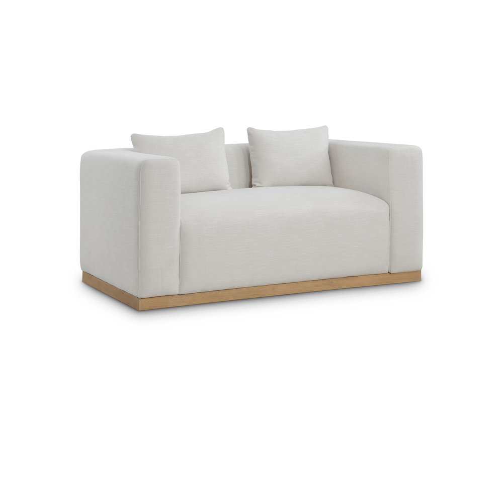 Alfie Cream Linen Textured Fabic Loveseat
