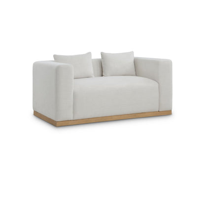 Alfie Cream Linen Textured Fabic Loveseat