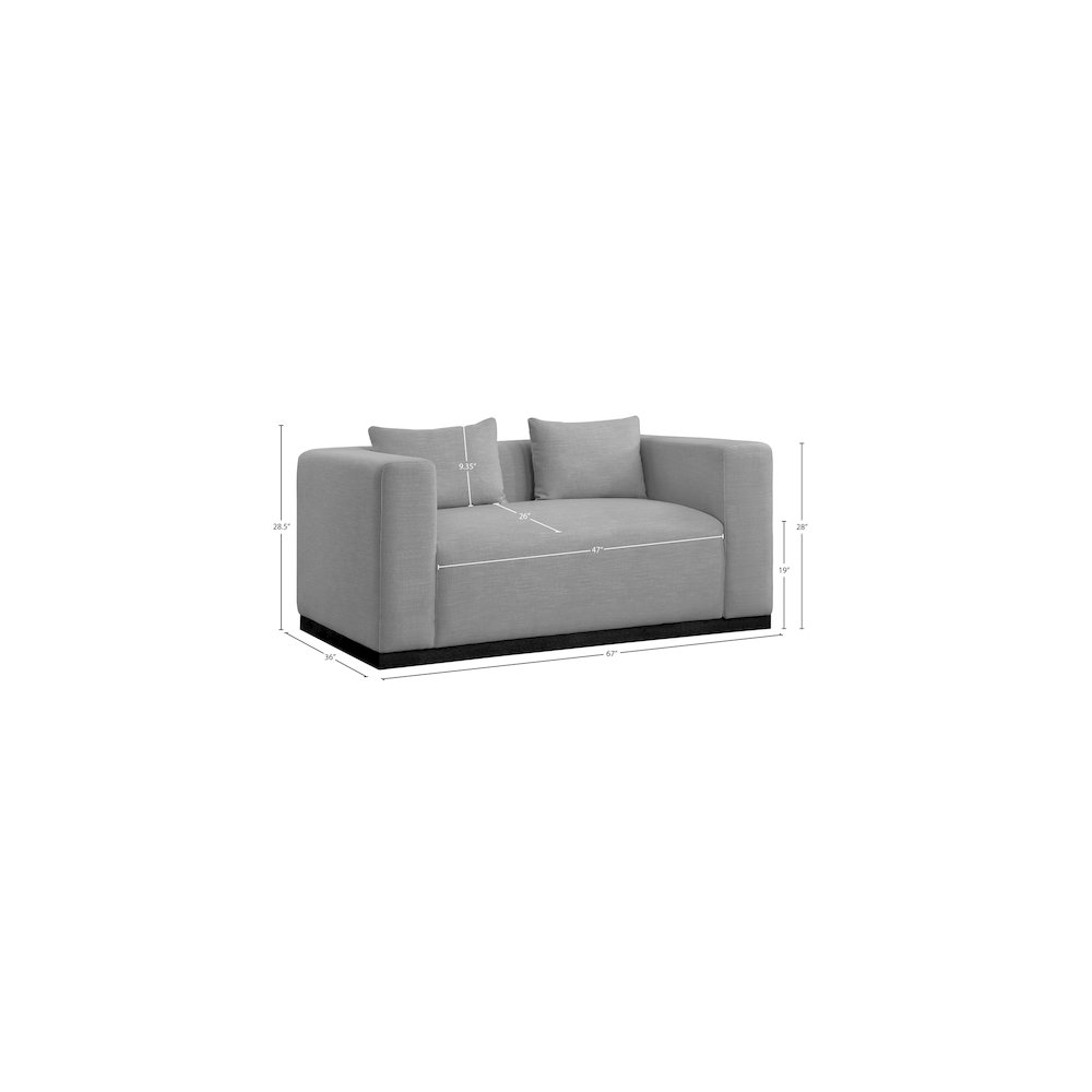 Alfie Grey Linen Textured Fabic Loveseat