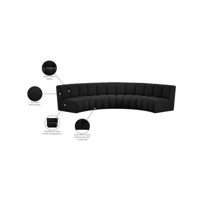 Infinity Black Boucle Fabric 4pc. Modular Sectional