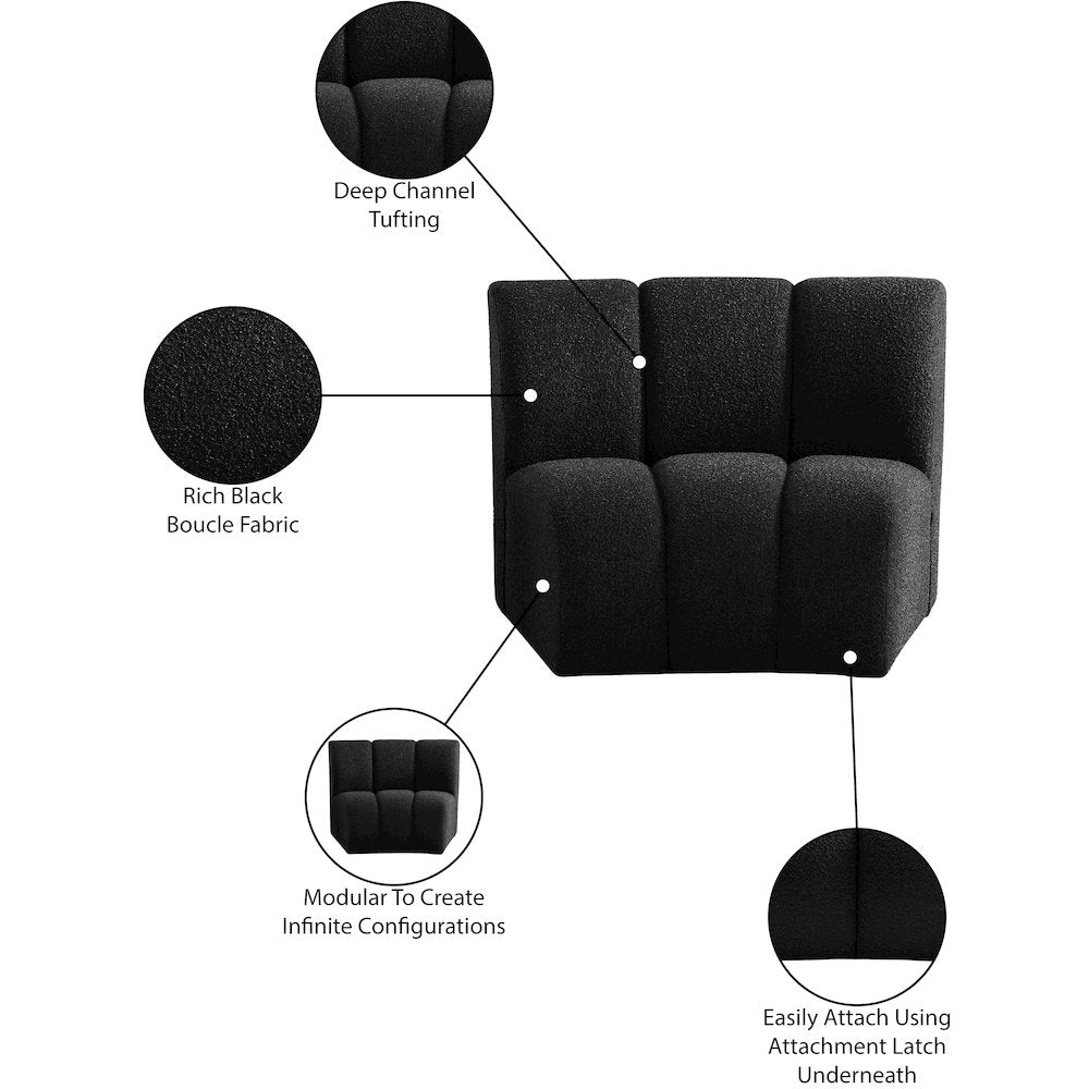 Infinity Black Boucle Fabric Modular Chair