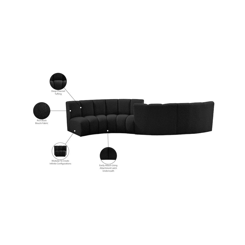 Infinity Black Boucle Fabric 4pc. Modular Sectional