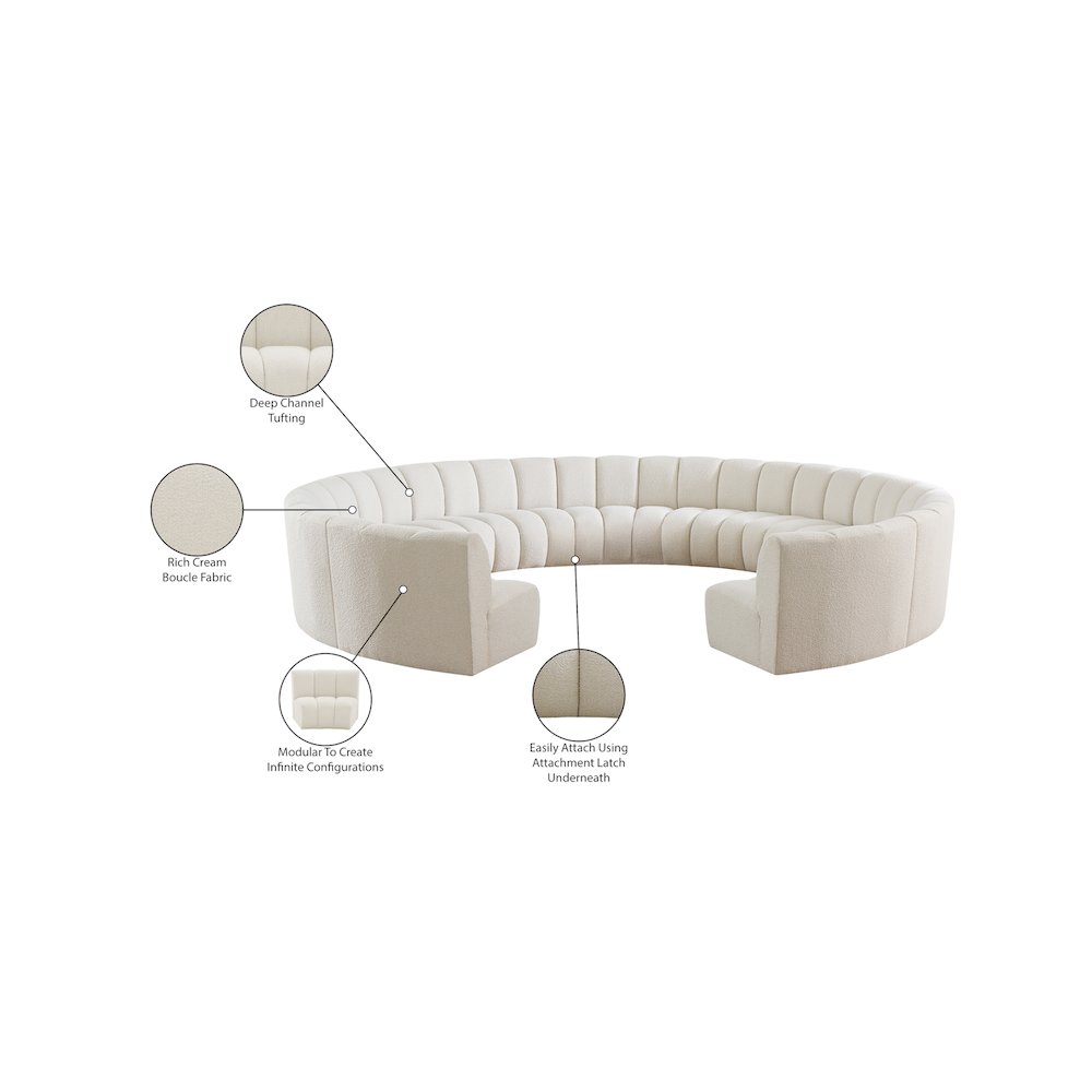 Infinity Cream Boucle Fabric 11pc. Modular Sectional