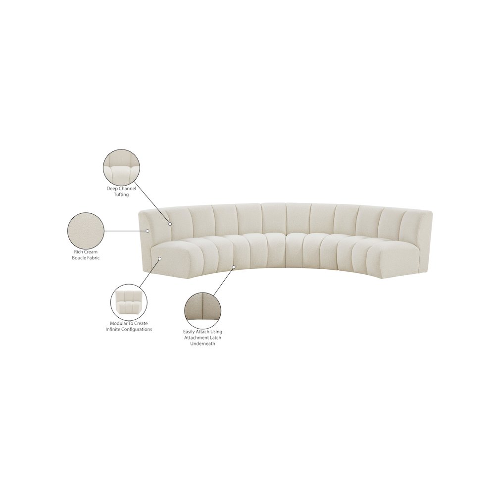 Infinity Cream Boucle Fabric 4pc. Modular Sectional