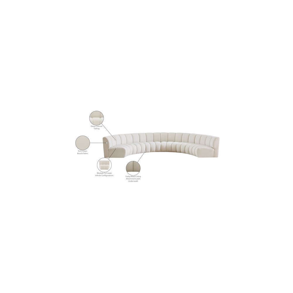 Infinity Cream Boucle Fabric 6pc. Modular Sectional