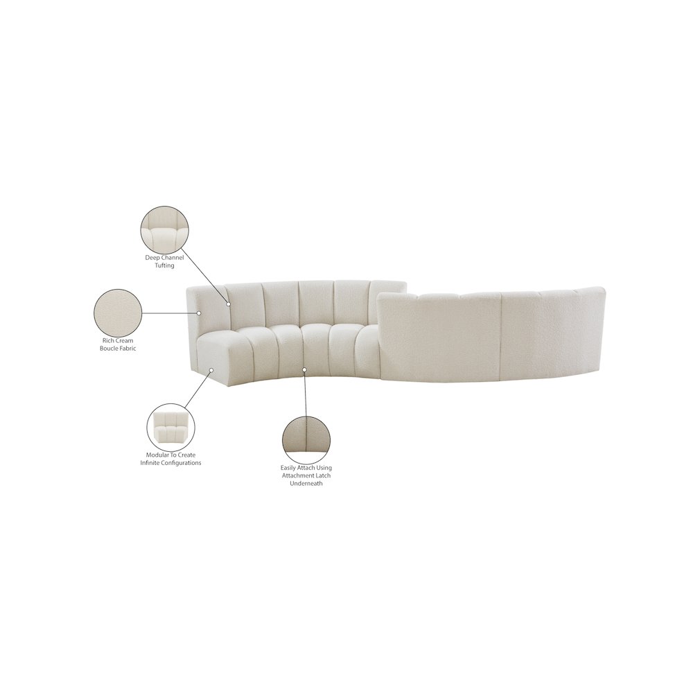 Infinity Cream Boucle Fabric 4pc. Modular Sectional