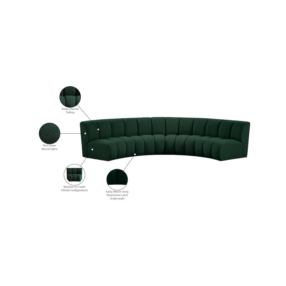 Infinity Green Boucle Fabric 4pc. Modular Sectional