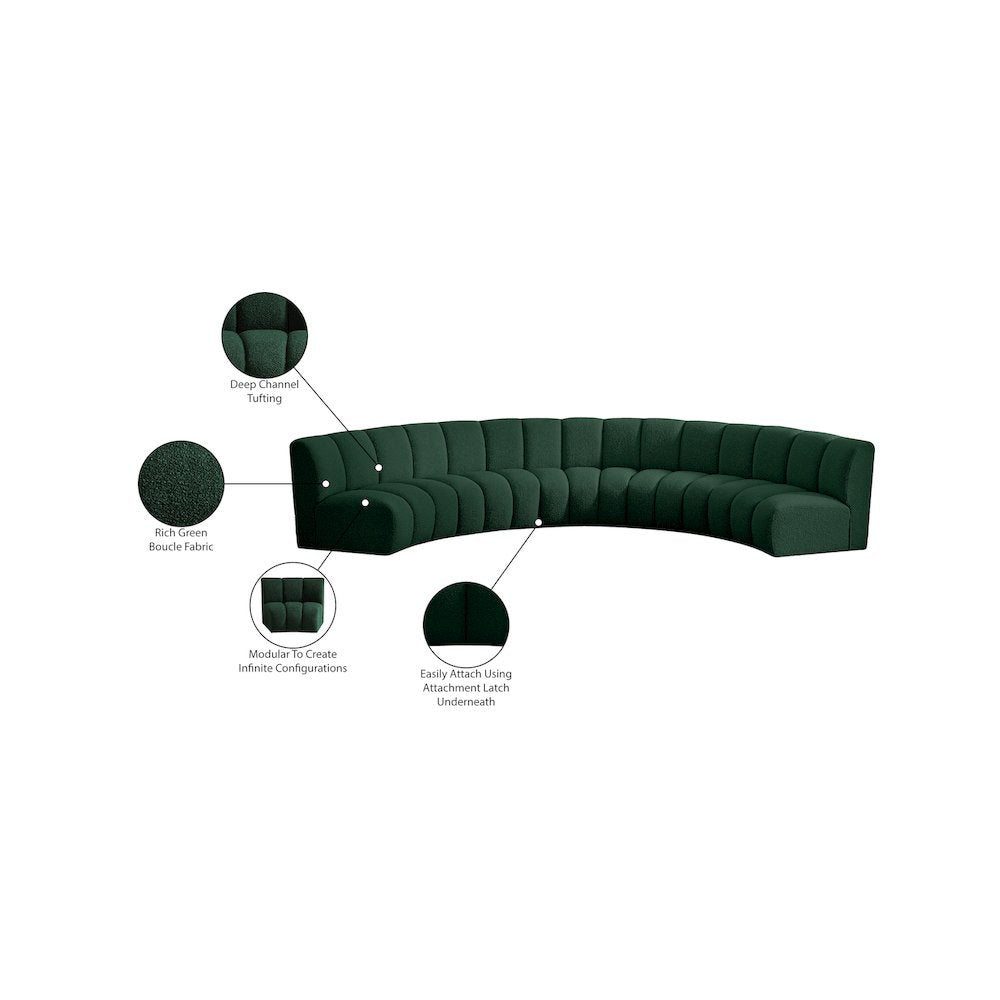 Infinity Green Boucle Fabric 5pc. Modular Sectional