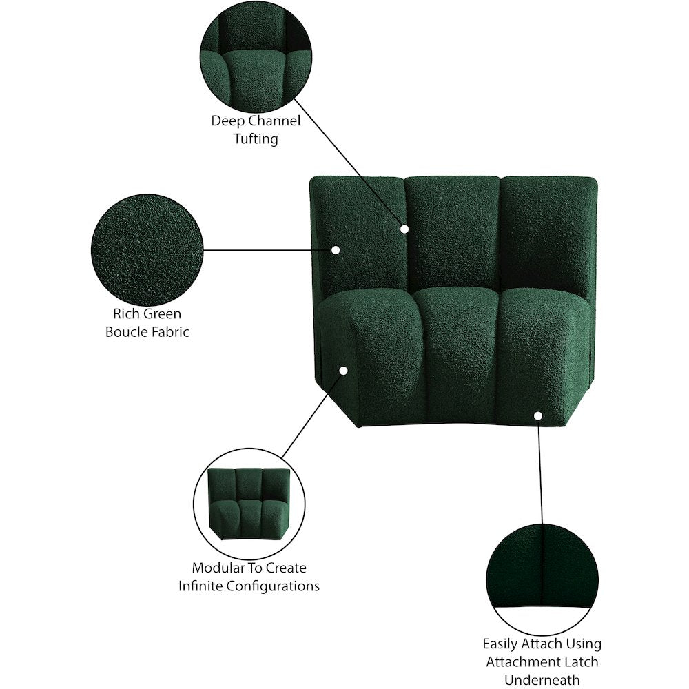 Infinity Green Boucle Fabric Modular Chair