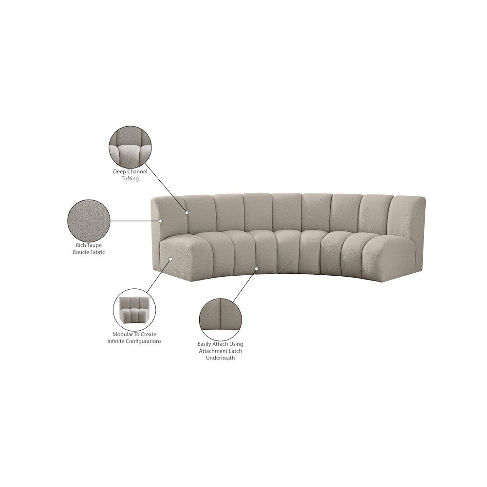 Infinity Brown Boucle Fabric 3pc. Modular Sectional