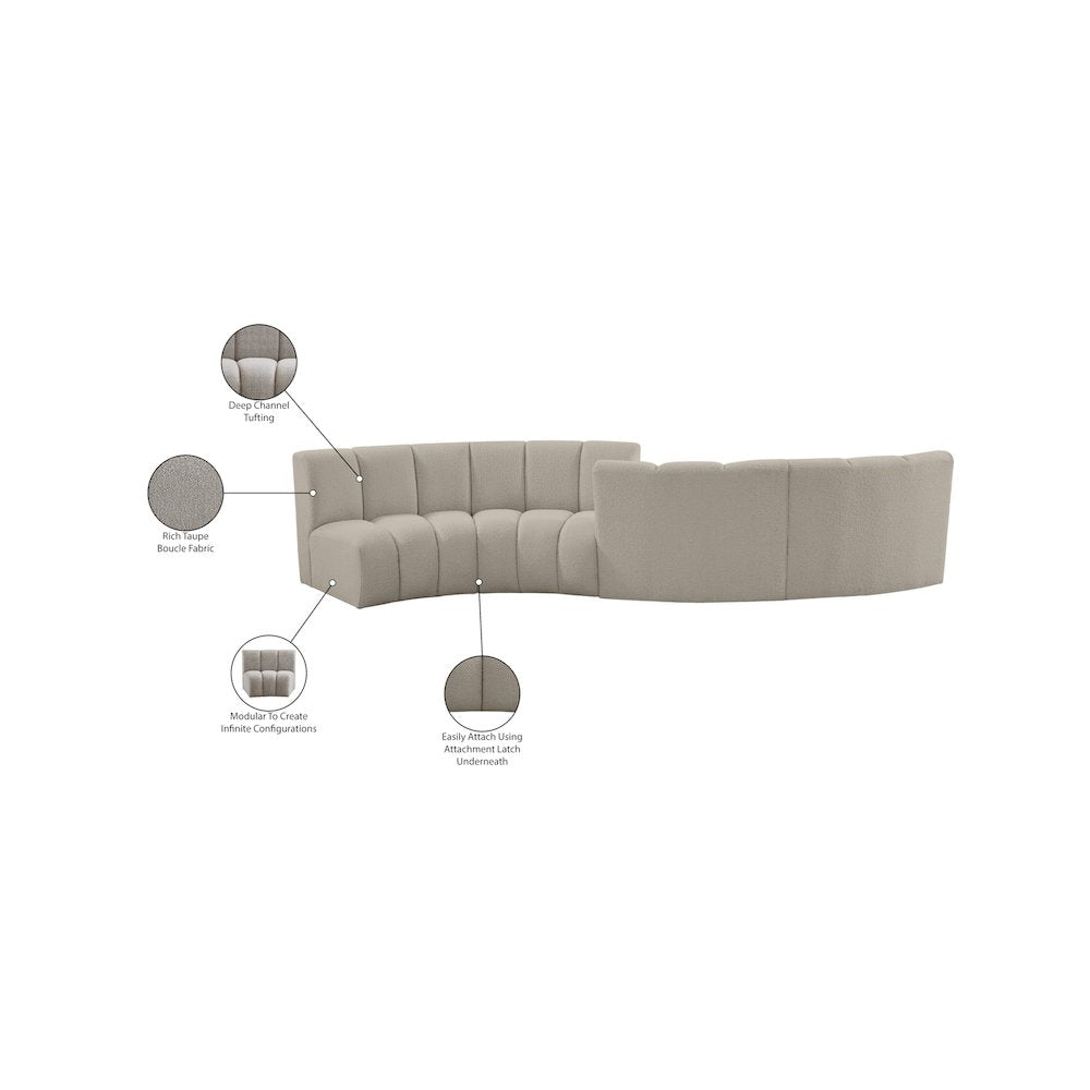 Infinity Brown Boucle Fabric 4pc. Modular Sectional