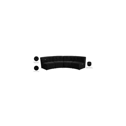 Limitless Black Velvet 4pc. Modular Sectional