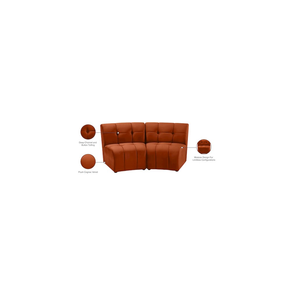 Limitless Cognac Velvet 2pc. Modular Sectional