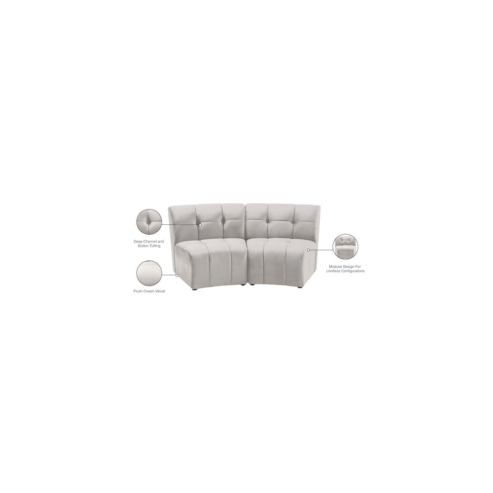 Limitless Cream Velvet 2pc. Modular Sectional