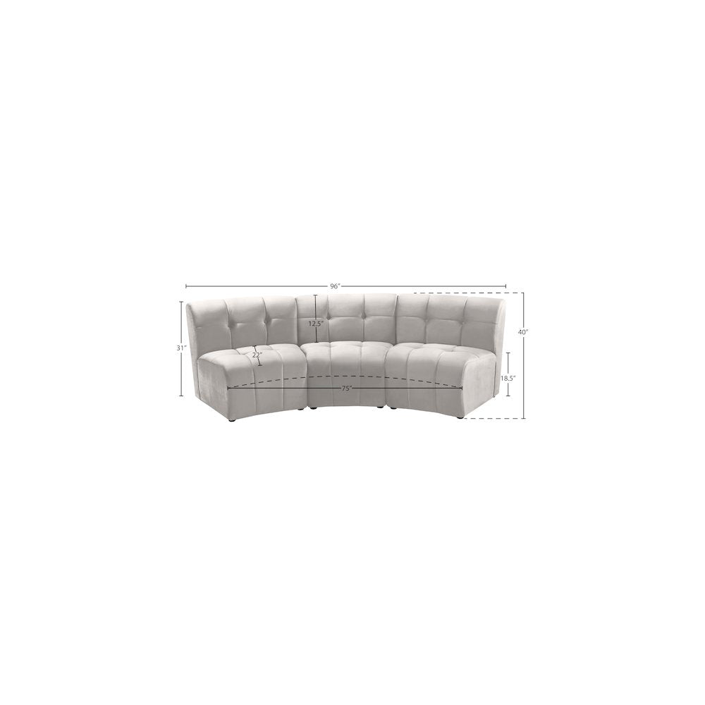Limitless Cream Velvet 3pc. Modular Sectional