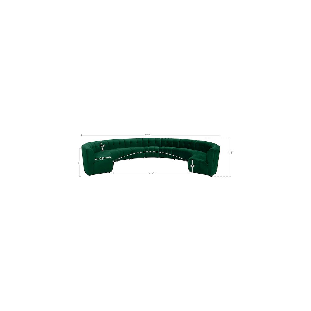 Limitless Green Velvet 11pc. Modular Sectional