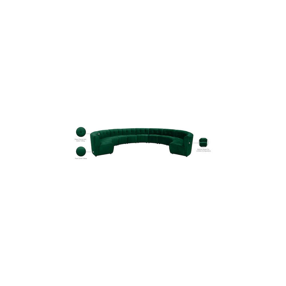 Limitless Green Velvet 11pc. Modular Sectional