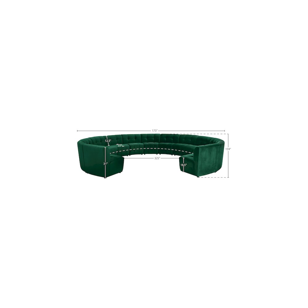 Limitless Green Velvet 13pc. Modular Sectional