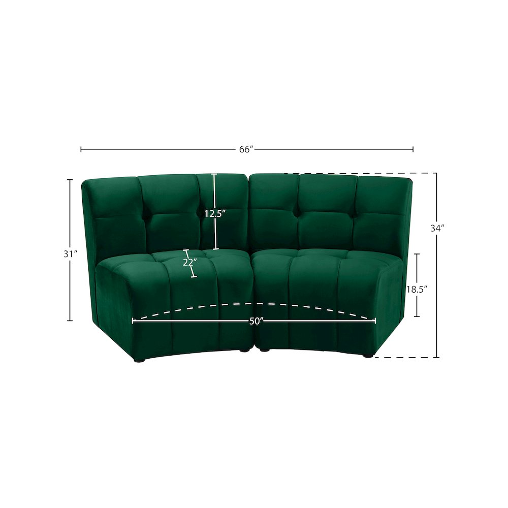 Limitless Green Velvet 2pc. Modular Sectional