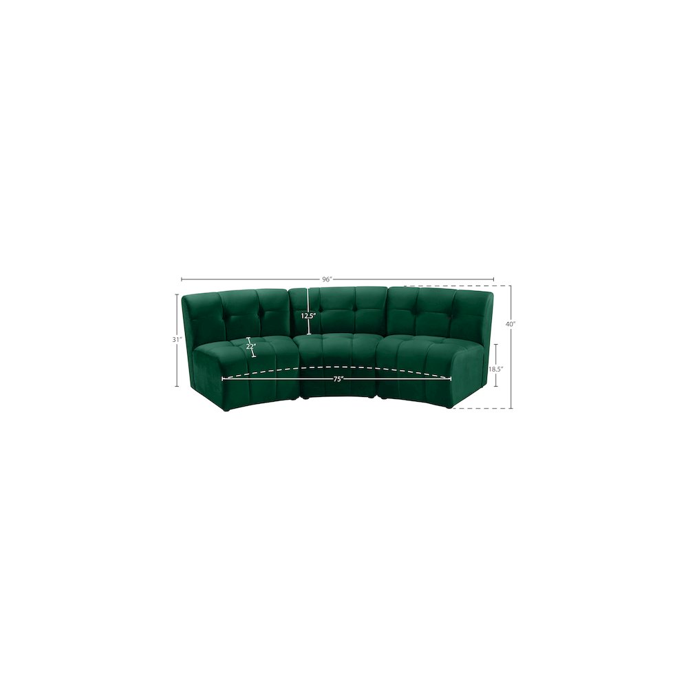 Limitless Green Velvet 3pc. Modular Sectional
